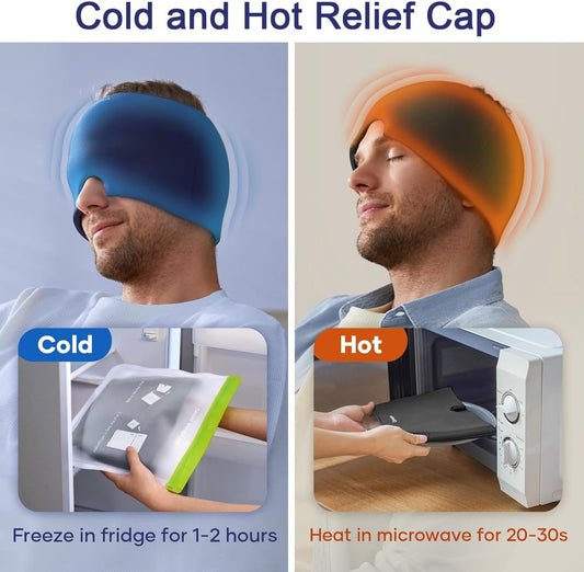 Migraine Relief Cap With Box - Instant Headache Relief Hat Reusable Gel Cap For Migraine Pain Relief Wearable Hot Cold Therapy Therapy (Random Color)