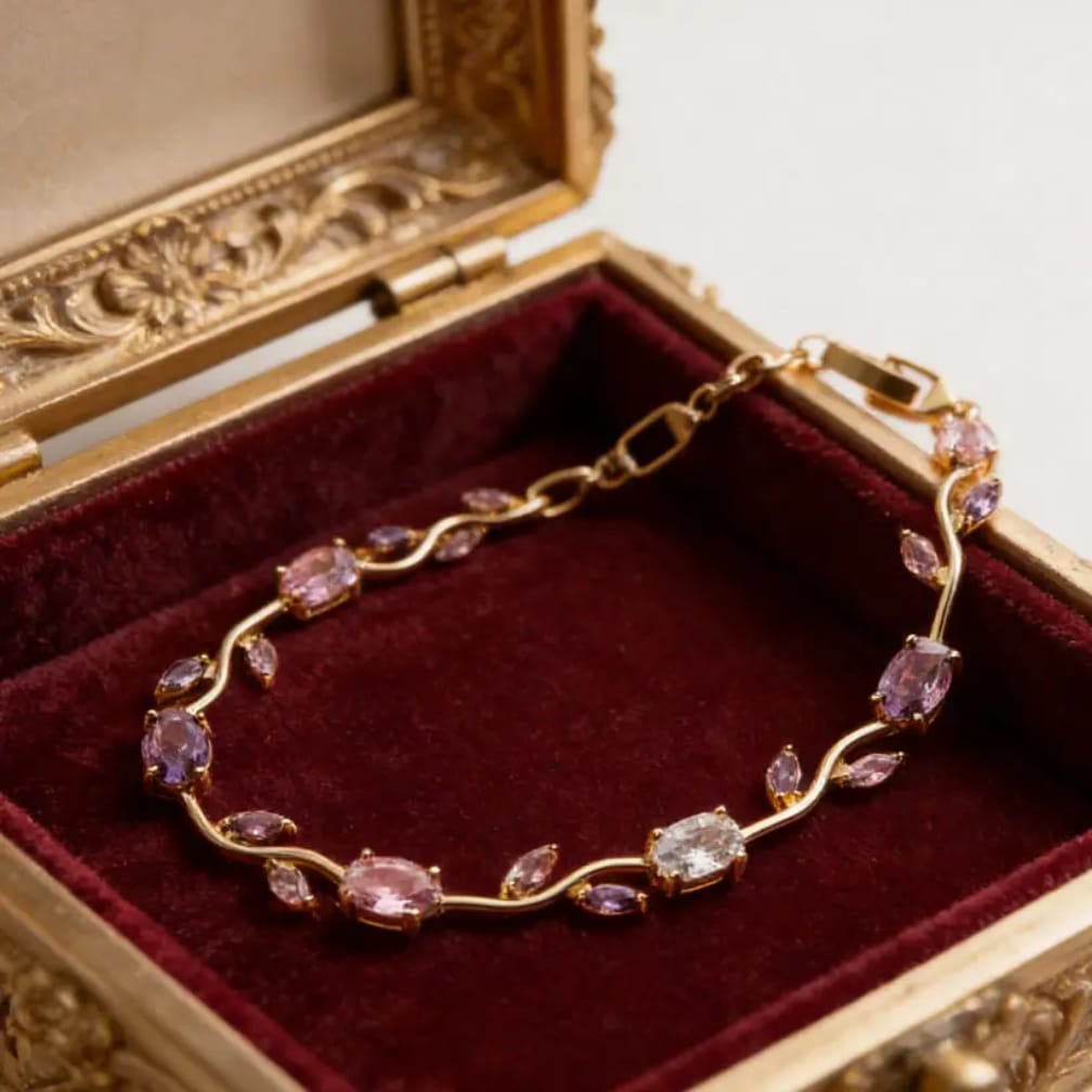 Tulip Bracelet  – Premium Quality Stainless Steel Elegant Bracelet for Women l Green ~ Without Box