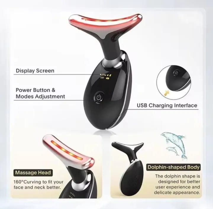 Neck Lifting And Tightening Massager EMS Microcurrent Face And Neck Device With LED Light