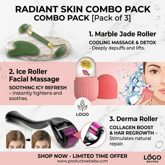 Combo pack Marble Jade Roller | Ice Roller Facial Massage | Derma Roller [Pack of 3]