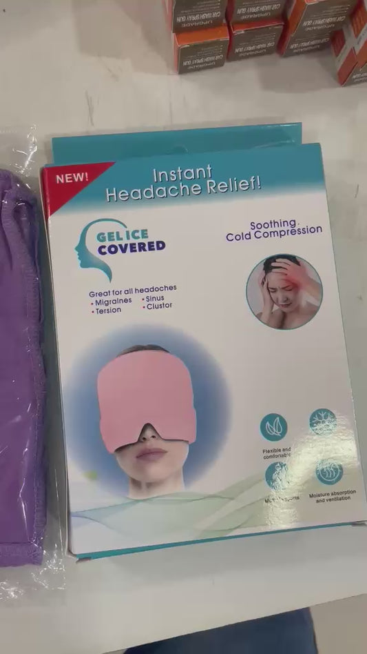Migraine Relief Cap With Box - Instant Headache Relief Hat Reusable Gel Cap For Migraine Pain Relief Wearable Hot Cold Therapy Therapy (Random Color)